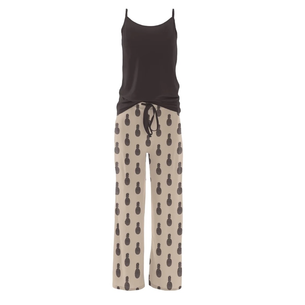 NWT Kickee Cami and Print Lounge Pants Pajama Set in Burlap Pineapples - Picture 3 of 4